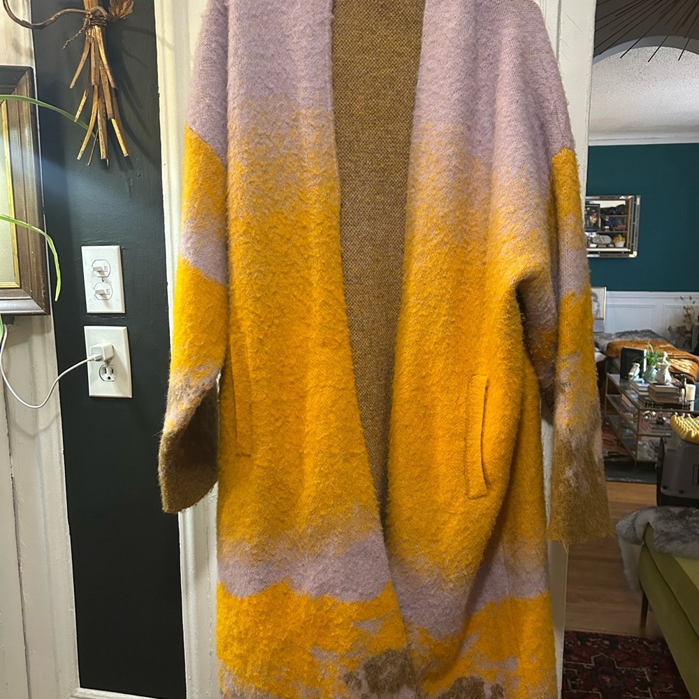 Zara Multicolor Cardigan in Yellow and Purple